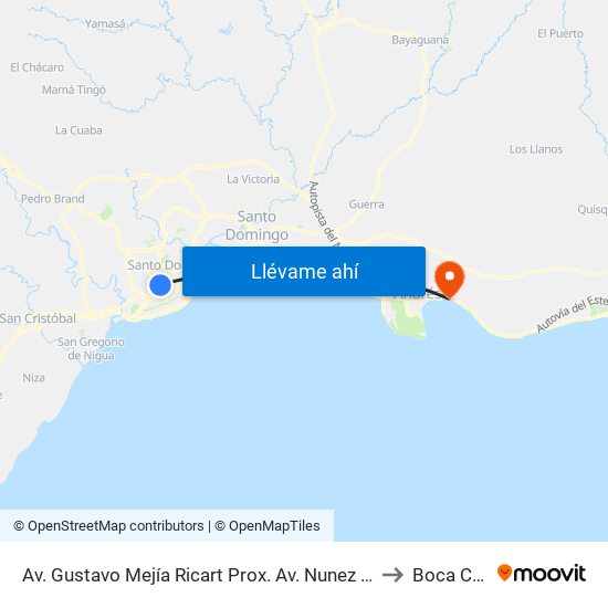 Av. Gustavo Mejía Ricart Prox. Av. Nunez De Caceres to Boca Chica map