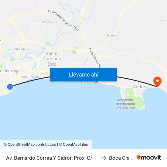 Av. Bernardo Correa Y Cidron Prox. C/1ra to Boca Chica map