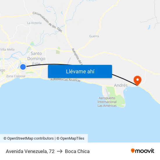 Avenida Venezuela, 72 to Boca Chica map