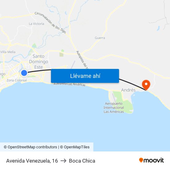 Avenida Venezuela, 16 to Boca Chica map