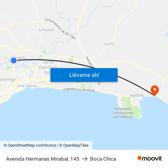 Avenida Hermanas Mirabal, 145 to Boca Chica map