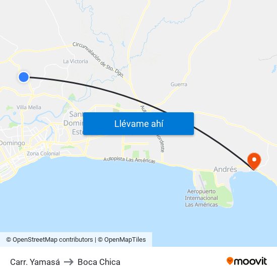 Carr. Yamasá to Boca Chica map