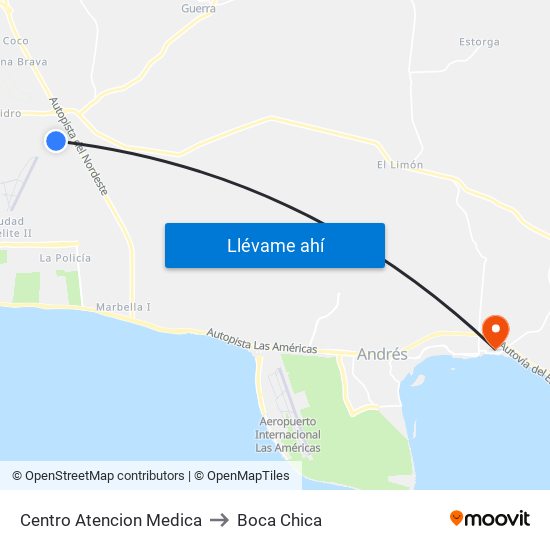 Centro Atencion Medica to Boca Chica map
