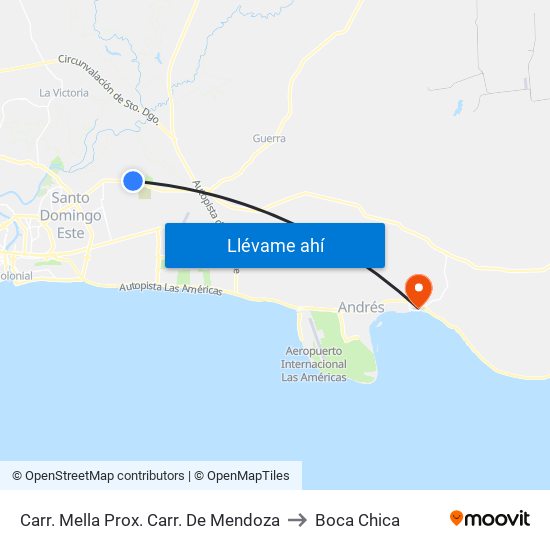 Carr. Mella Prox. Carr. De Mendoza to Boca Chica map