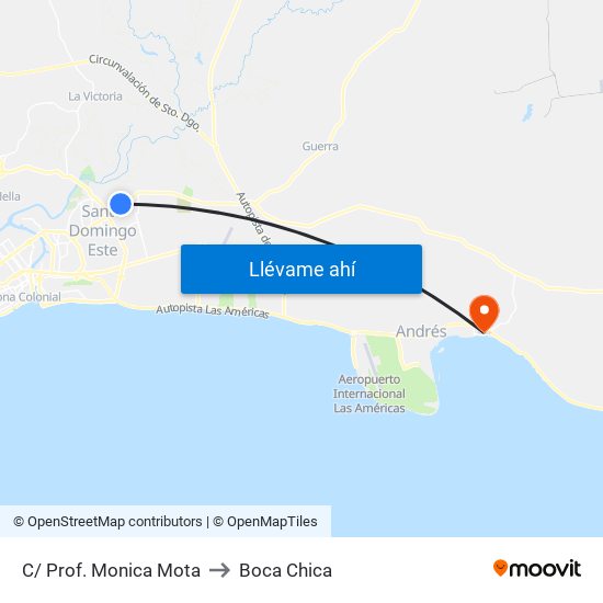 C/ Prof. Monica Mota to Boca Chica map