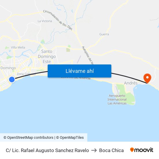 C/ Lic. Rafael Augusto Sanchez Ravelo to Boca Chica map