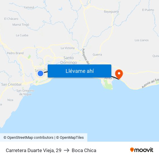 Carretera Duarte Vieja, 29 to Boca Chica map