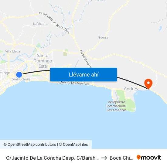 C/Jacinto De La Concha Desp. C/Barahona to Boca Chica map