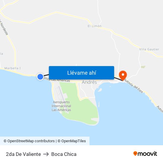 2da De Valiente to Boca Chica map