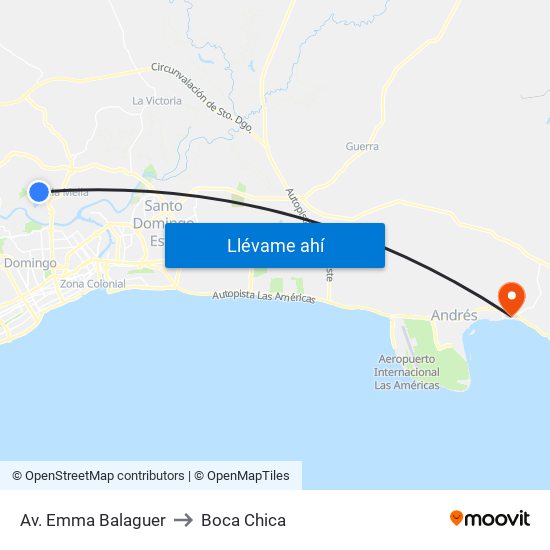 Av. Emma Balaguer to Boca Chica map