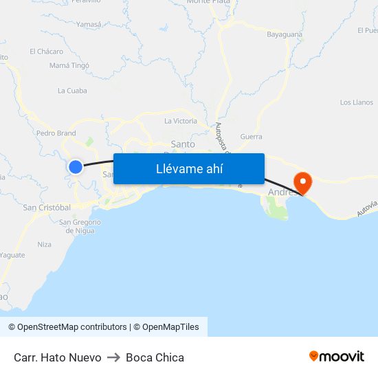 Carr. Hato Nuevo to Boca Chica map