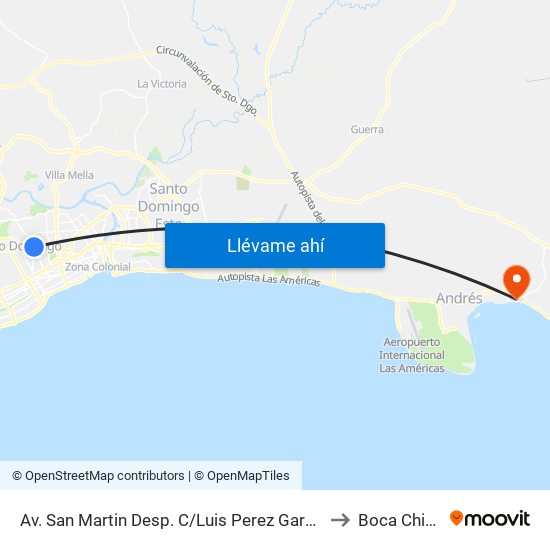 Av. San Martin Desp. C/Luis Perez Garcia to Boca Chica map
