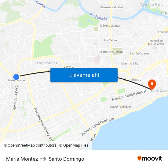 María Montez to Santo Domingo map