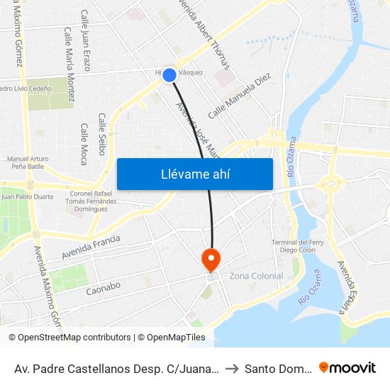 Av. Padre Castellanos Desp. C/Juana Saltitopa to Santo Domingo map