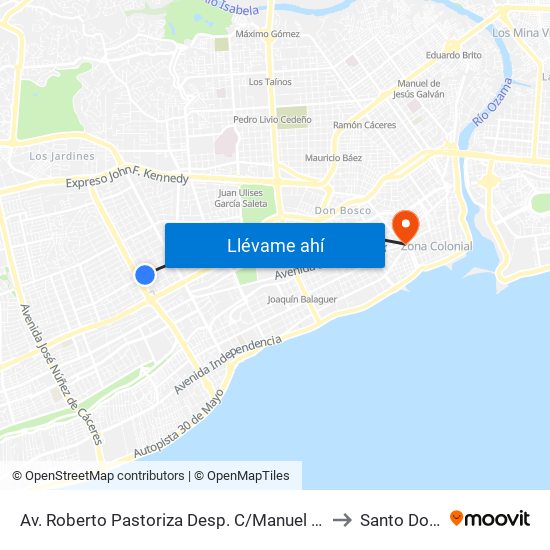 Av. Roberto Pastoriza Desp. C/Manuel De Jesús Troncoso to Santo Domingo map