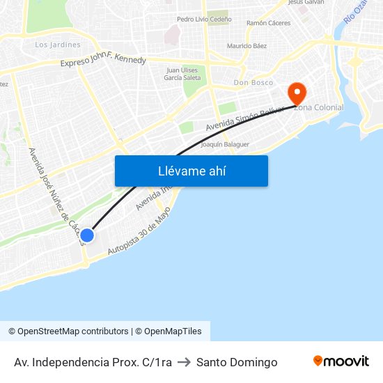 Av. Independencia Prox. C/1ra to Santo Domingo map