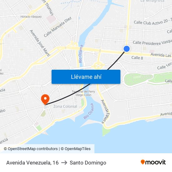 Avenida Venezuela, 16 to Santo Domingo map
