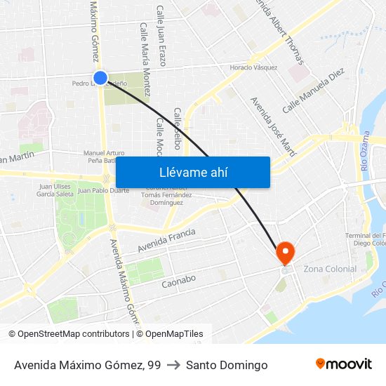 Avenida Máximo Gómez, 99 to Santo Domingo map
