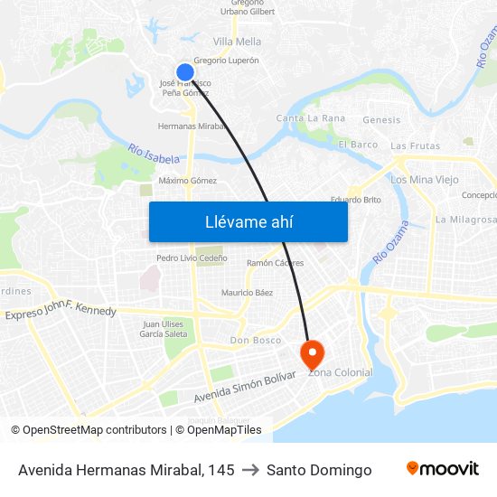 Avenida Hermanas Mirabal, 145 to Santo Domingo map