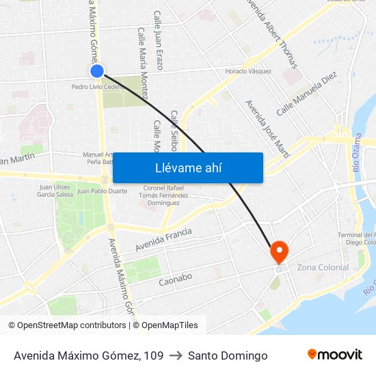 Avenida Máximo Gómez, 109 to Santo Domingo map