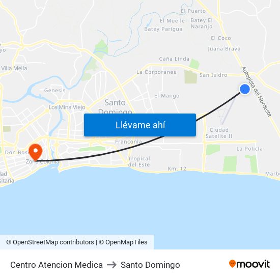 Centro Atencion Medica to Santo Domingo map