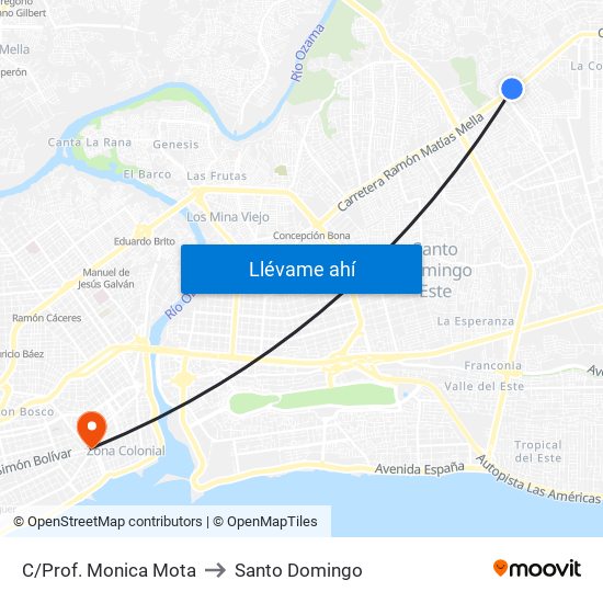 C/Prof. Monica Mota to Santo Domingo map