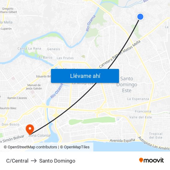 C/Central to Santo Domingo map