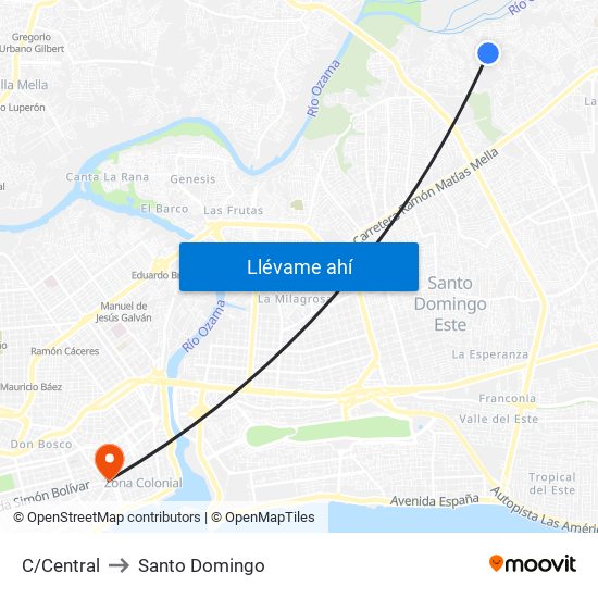 C/Central to Santo Domingo map