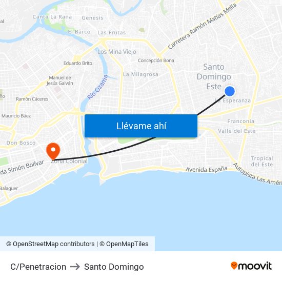 C/Penetracion to Santo Domingo map
