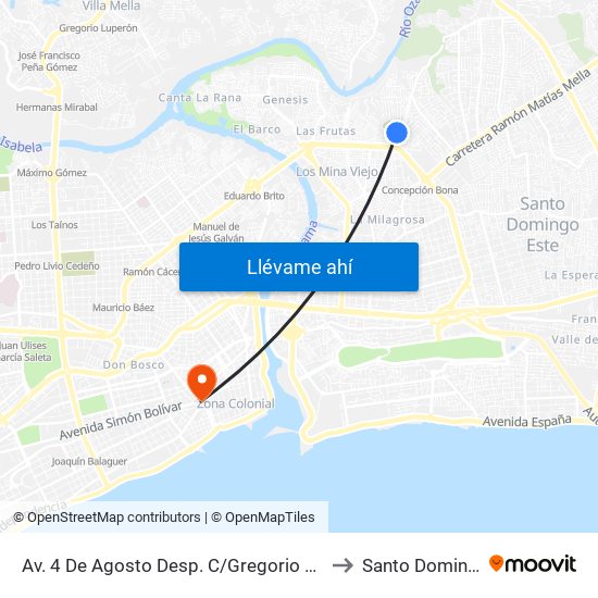 Av. 4 De Agosto Desp. C/Gregorio Rivas to Santo Domingo map