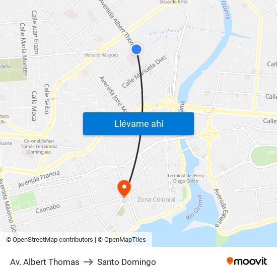 Av. Albert Thomas to Santo Domingo map