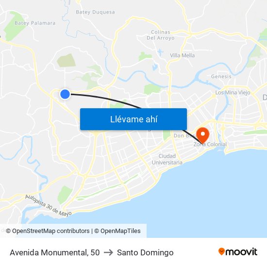 Avenida Monumental, 50 to Santo Domingo map
