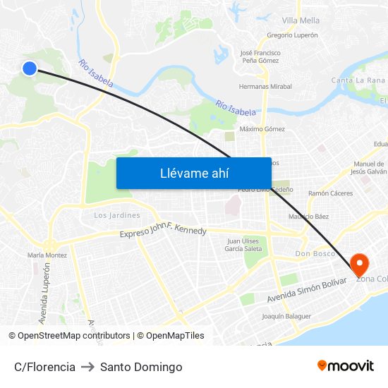 C/Florencia to Santo Domingo map