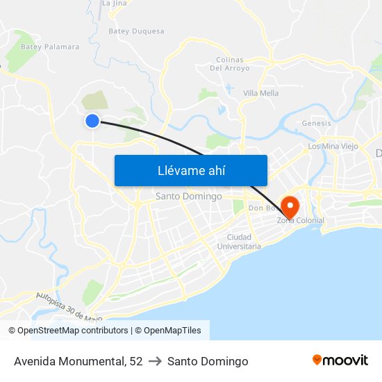 Avenida Monumental, 52 to Santo Domingo map