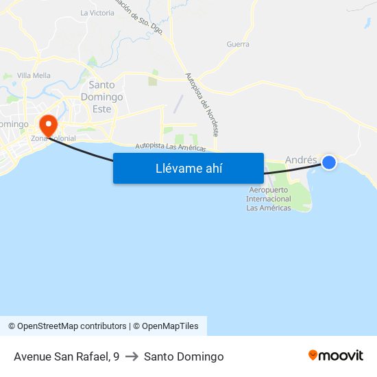 Avenue San Rafael, 9 to Santo Domingo map