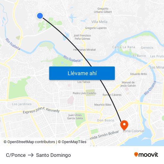 C/Ponce to Santo Domingo map