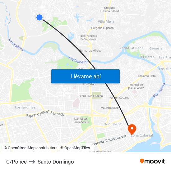 C/Ponce to Santo Domingo map