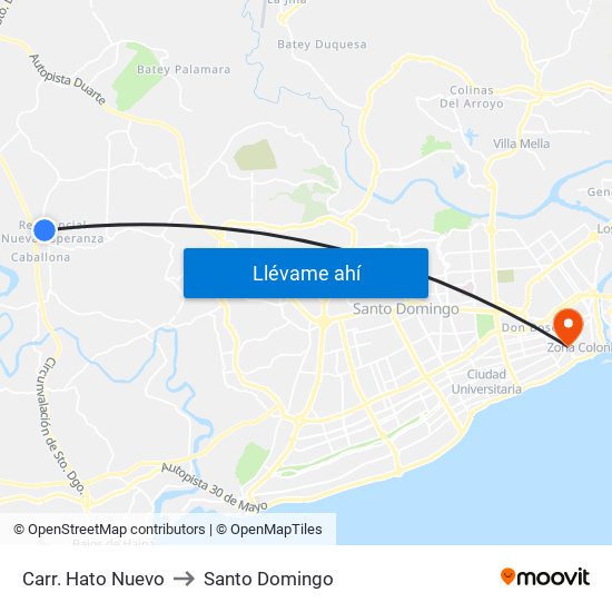Carr. Hato Nuevo to Santo Domingo map