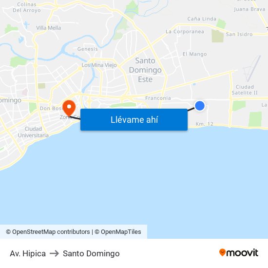 Av. Hipica to Santo Domingo map