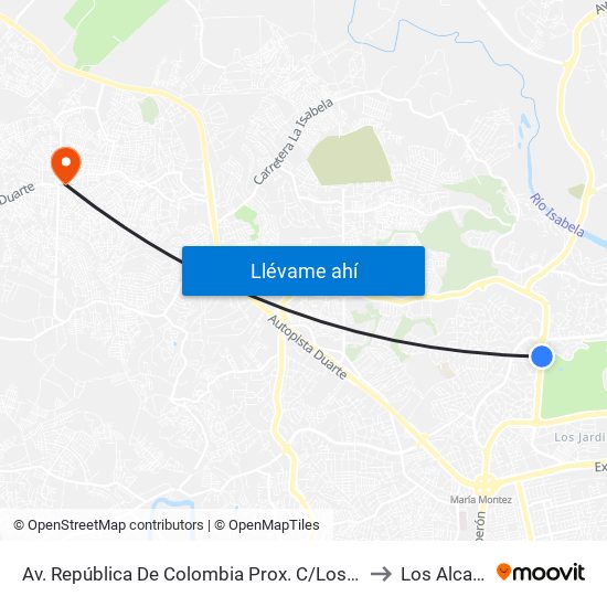 Av. República De Colombia Prox. C/Los Conquistadores to Los Alcarrizos map