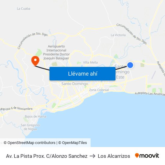 Av. La Pista Prox. C/Alonzo Sanchez to Los Alcarrizos map