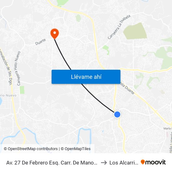 Av. 27 De Febrero Esq. Carr. De Manoguayabo to Los Alcarrizos map