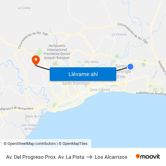 Av. Del Progreso Prox. Av. La Pista to Los Alcarrizos map