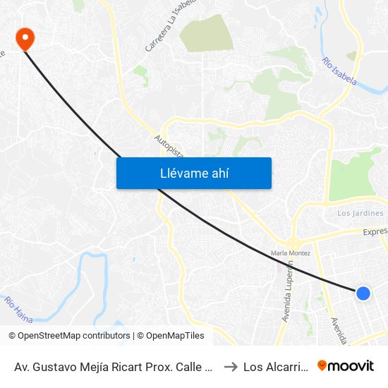Av. Gustavo Mejía Ricart Prox. Calle Mencia to Los Alcarrizos map