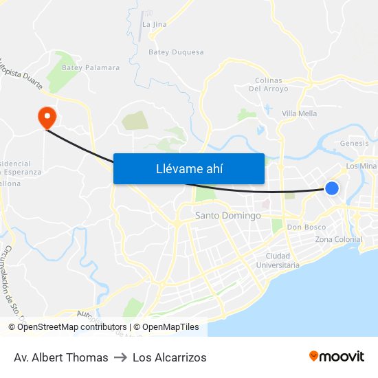 Av. Albert Thomas to Los Alcarrizos map