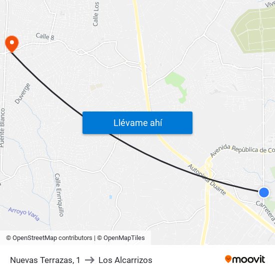 Nuevas Terrazas, 1 to Los Alcarrizos map