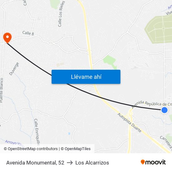 Avenida Monumental, 52 to Los Alcarrizos map
