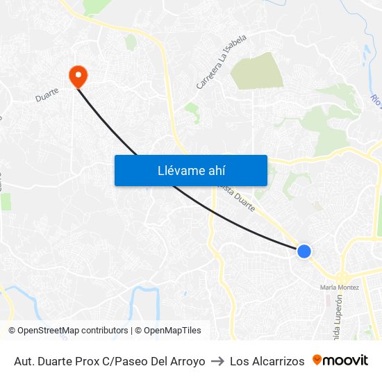Aut. Duarte Prox C/Paseo Del Arroyo to Los Alcarrizos map