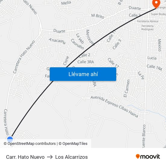 Carr. Hato Nuevo to Los Alcarrizos map