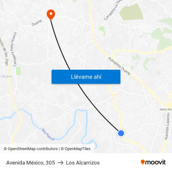 Avenida México, 305 to Los Alcarrizos map